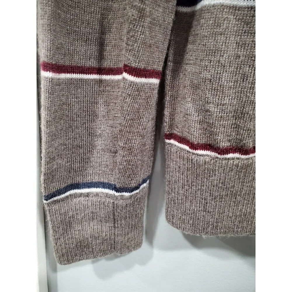 Banana Republic Mens Brown 100% Merino Wool Sweater Crew Neck Striped Sz L